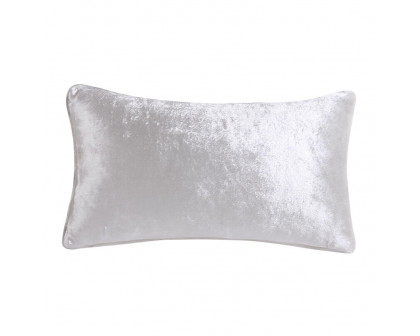 Furnings - Cut Velvet Fretwork Print White Lumbar Pillow